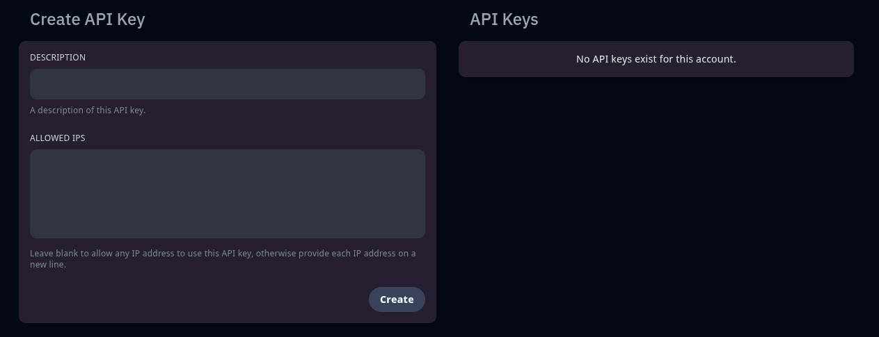 Onglet API